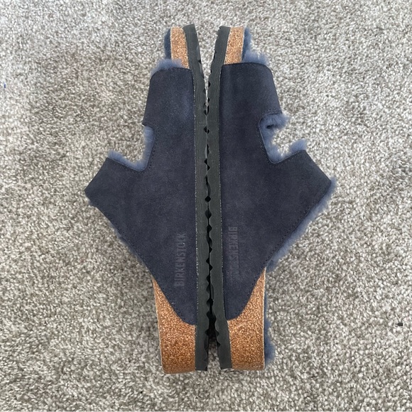 Birkenstock Arizona shearling lined sandals men’s size 10 blue Nubuck Leather - Picture 9 of 11